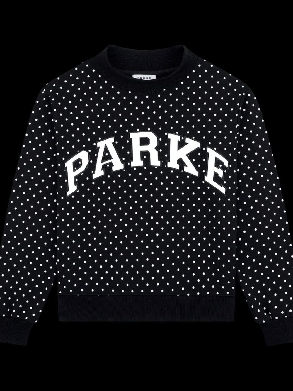 Parke Black White Polka Dot Varsity Crewneck Sweatshirt S/M